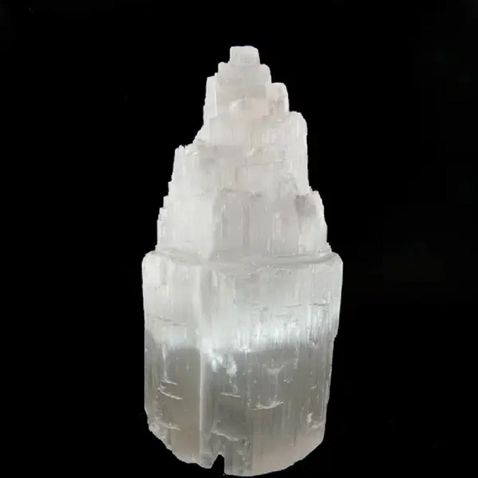 Selenitt krystalltårn lampe